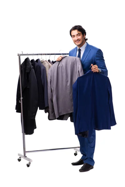 Jovem empresário bonito no conceito de vestuário — Fotografia de Stock