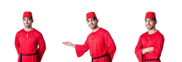 Mężczyzna w tradycyjnym tureckim kapeluszu i sukience — Zdjęcie stockowe