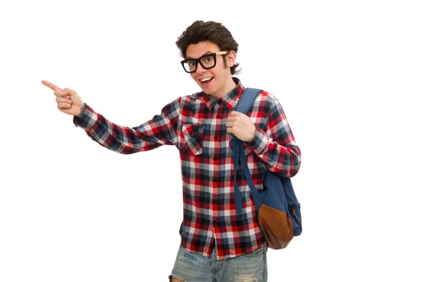 Joven estudiante masculino aislado en blanco —  Fotos de Stock