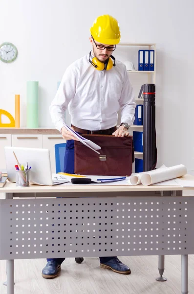 Young male architect working in the office — Stock Photo, Image