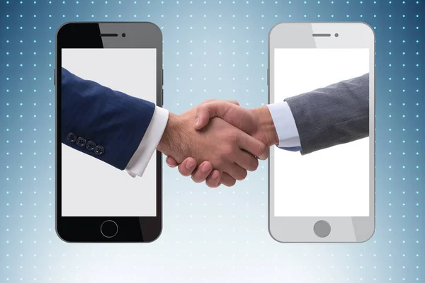 Concept of communication with businessmen handshaking — Stock Photo, Image