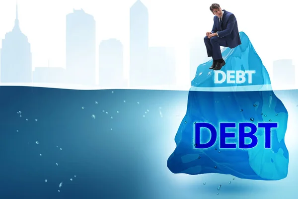 Schulden- und Kreditkonzept mit verstecktem Eisberg — Stockfoto
