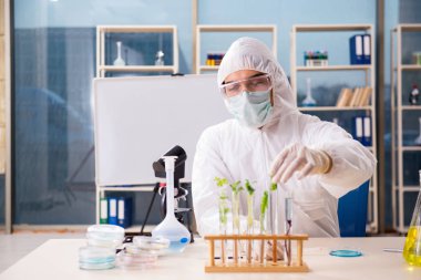 Laboratuarda çalışan erkek biyoteknoloji bilim adamı kimyacı 