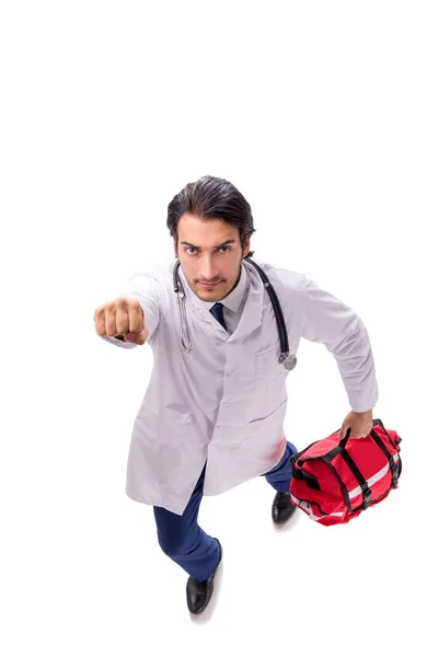 Joven médico paramédico masculino aislado en blanco —  Fotos de Stock