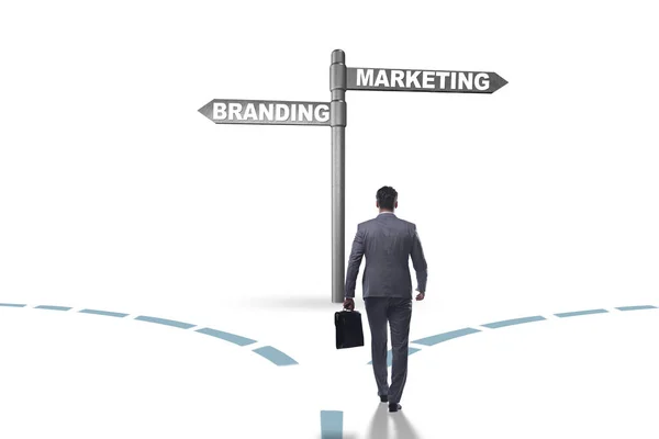 Concepto de branding y marketing con empresario — Foto de Stock