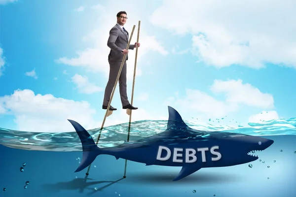 Empresario que trata con éxito con préstamos y deudas —  Fotos de Stock