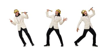 Takım elbiseli genç adam kolaj