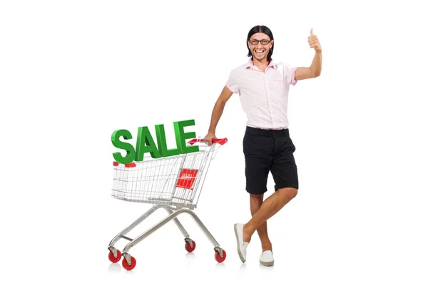 Uomo in vendita e sconto concetto di shopping — Foto Stock