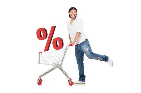 Man i försäljning och rabatt Shopping koncept — Stockfoto