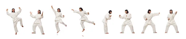 Karate bojovník izolovaný na bílém — Stock fotografie