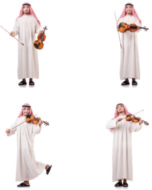Arap adam beyaz izole keman çalıyor