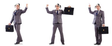 Komik palyaço işadamı ile evrak çantası 