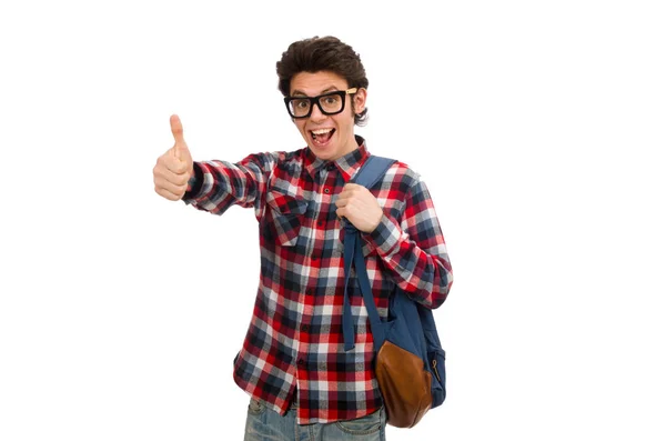 Joven estudiante masculino aislado en blanco —  Fotos de Stock