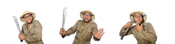 Hombre con cuchillo aislado en blanco —  Fotos de Stock