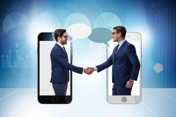 Concept of communication with businessmen handshaking — Stock Photo, Image