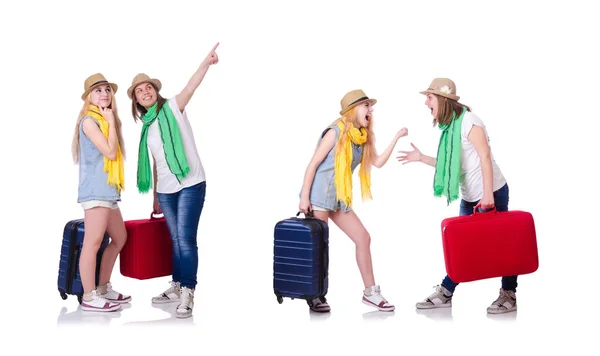 Pair of young students travelling — Stock Photo, Image