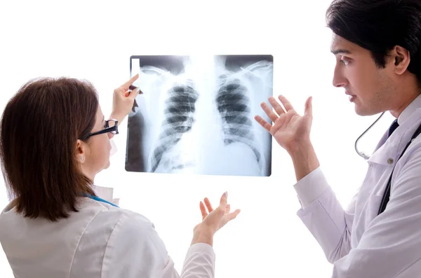 Two doctors working in the clinic — Stock Photo, Image