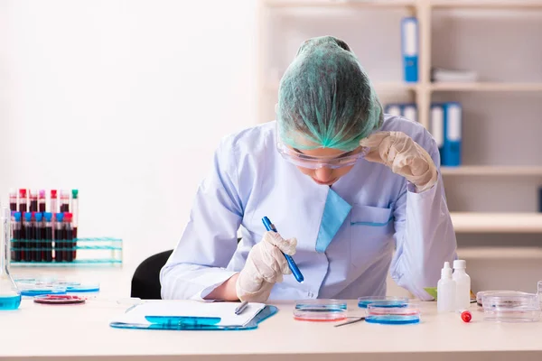 Química joven trabajando en el laboratorio — Foto de Stock