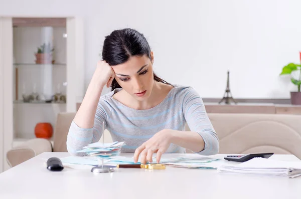 Young woman in budget planning concept — Stock Photo, Image