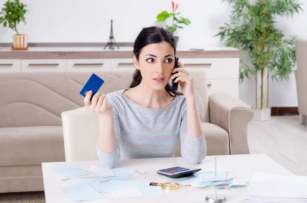 Young woman in budget planning concept — Stock Photo, Image