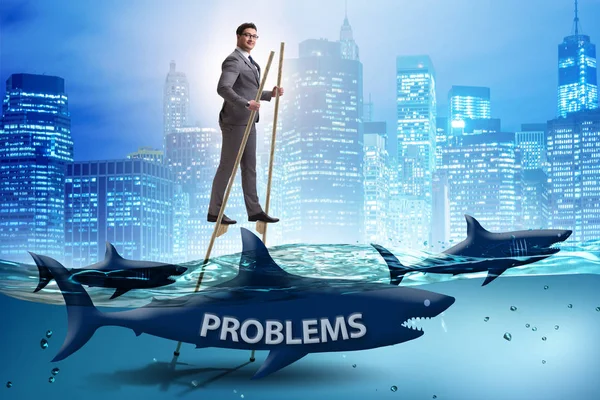 Affärsman som framgångsrikt behandlar sina problem — Stockfoto