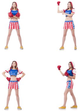 Genç bayan boksör, beyaz tenli. 