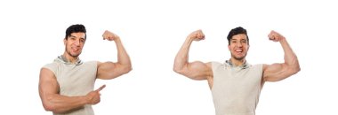 kaslı adam üzerinde beyaz izole