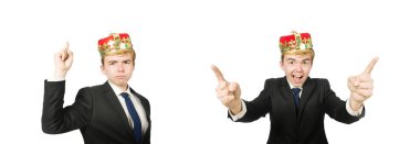 Taçlı bir iş adamı beyazlar içinde.