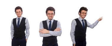 Genç işadamı beyaz hakkında komik bir konsept