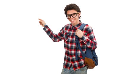 Beyaz tenli genç bir erkek öğrenci.