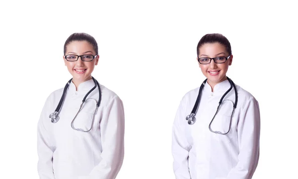 Femme médecin isolé sur blanc — Photo