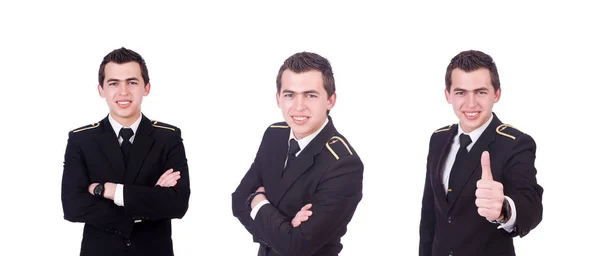Fiatal pilóta elszigetelt a fehér — Stock Fotó
