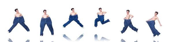 Забавна людина з брюками ізольована на білому — стокове фото