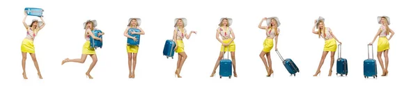 Reisekonzept mit Gepäck auf Weiß — Stockfoto