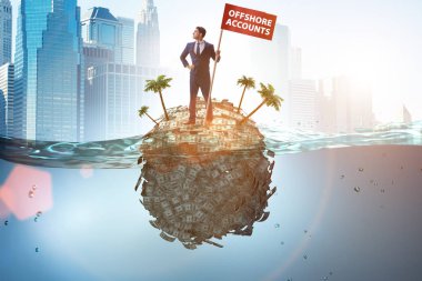 İş adamıyla offshore hesapları kavramı