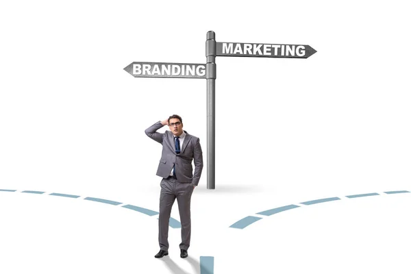 Concepto de branding y marketing con empresario —  Fotos de Stock