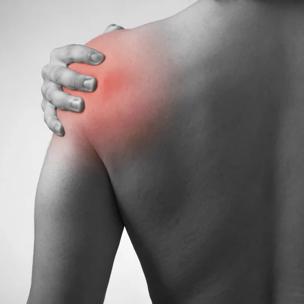 Man suffering from acute pain in shoulder