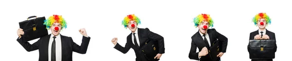 Clown affärsman isolerad på vitt — Stockfoto