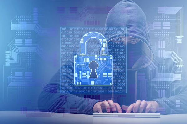 Giovane hacker nel concetto di sicurezza informatica — Foto Stock