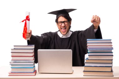 Beyaz tenli yakışıklı bir öğrenci. 