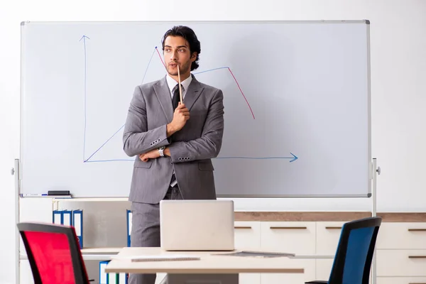 Jonge knappe zakenman voor het whiteboard — Stockfoto