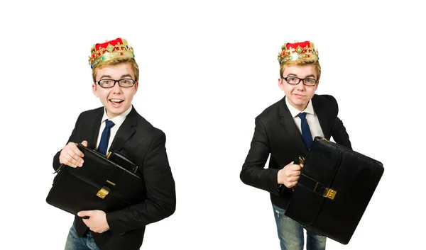 Concept of king businessman with crown — Stock Photo, Image