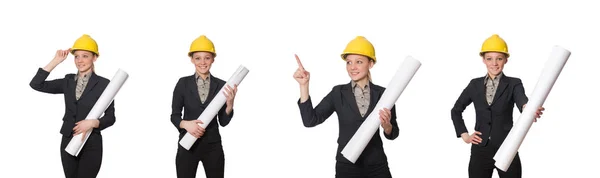 Mujer ingeniero con borrador de papeles — Foto de Stock