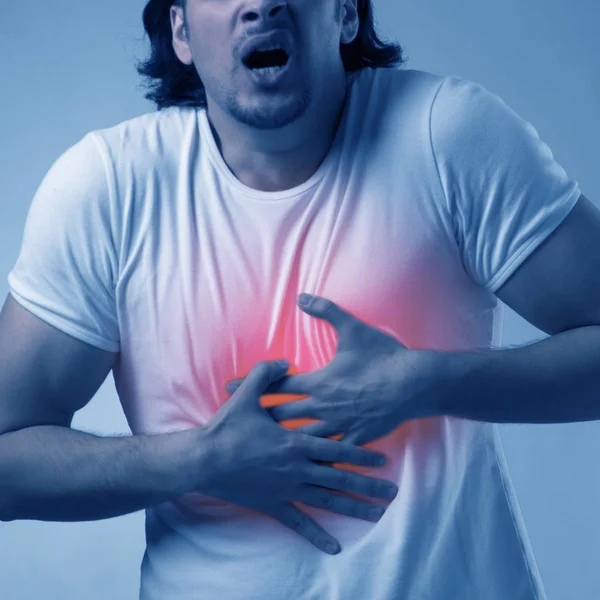 Man suffering from acute pain on abdomen — Stock Photo, Image