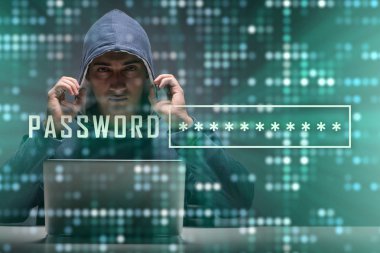 Siber güvenlik konseptinde genç bir hacker.