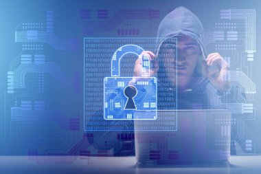 Siber güvenlik konseptinde genç bir hacker.