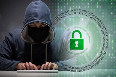 Siber güvenlik konseptinde genç bir hacker.