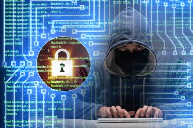 Siber güvenlik konseptinde genç bir hacker.