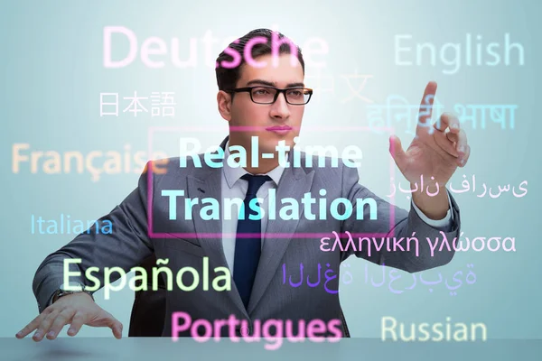 Concepto de traducción en tiempo real desde un idioma extranjero — Foto de Stock