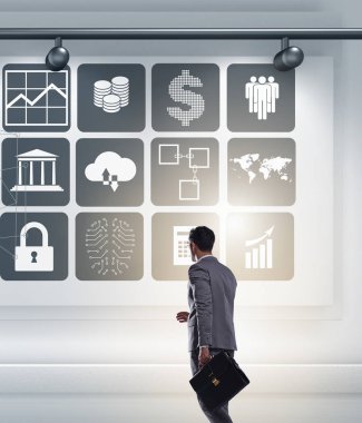 Finans teknolojisi fintech konsepti işadamı